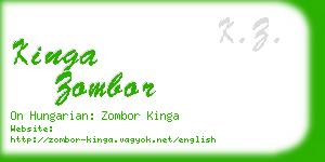 kinga zombor business card